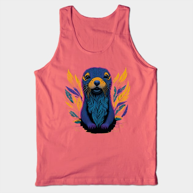 Cute Cartoonish Otter Tank Top by likbatonboot